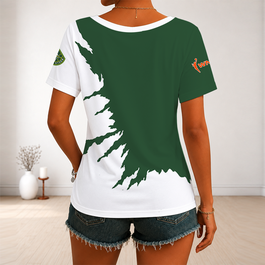 [FAN FAVORITE] NEW CUSTOMIZED WNBA12 STS SEATTLE STORM V-NECK FEMALE SHIRT