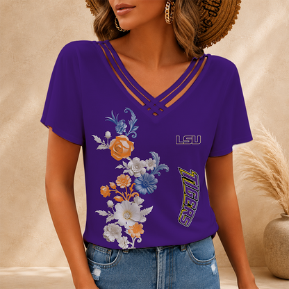 [FAN FAVORITE] NEW CUSTOMIZED NCAA MAM13 LST LSU TIGERS V-NECK SHIRT