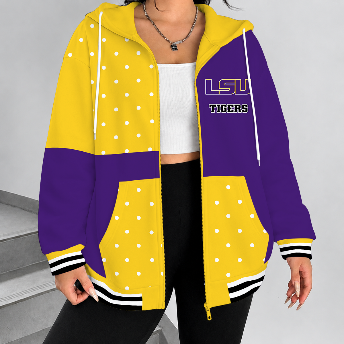 [FAN FAVORITE] NEW CUSTOMIZED NCAA MAM13 LST LSU TIGERS STRAPPY ZIP HOODIE