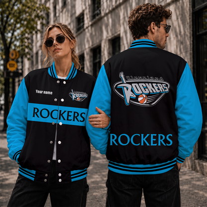 [FAN FAVORITE] NEW CUSTOMIZED WNBA14 CLR CLEVELAND ROCKERS BASEBALL JACKET, SATIN VARSITY JACKET