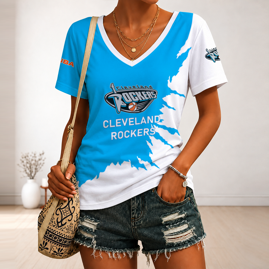 [FAN FAVORITE] NEW CUSTOMIZED WNBA14 CLR CLEVELAND ROCKERS V-NECK FEMALE SHIRT