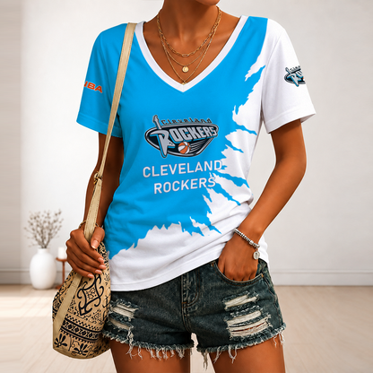[FAN FAVORITE] NEW CUSTOMIZED WNBA14 CLR CLEVELAND ROCKERS V-NECK FEMALE SHIRT