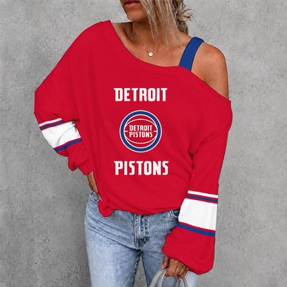 [HOT DEAL] NEW CUSTOMIZED NBA14 DPI DETROIT PISTONS WOMEN'S OFF-SHOULDER LONG SLEEVE SHIRT