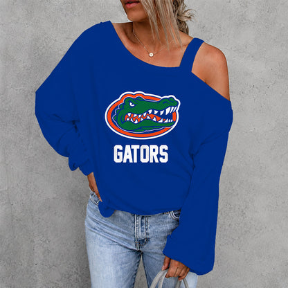 [FAN FAVORITE] NEW CUSTOMIZED NCAA MAM14 FLG FLORIDA GATORS WOMEN'S OFF-SHOULDER LONG SLEEVE SHIRT