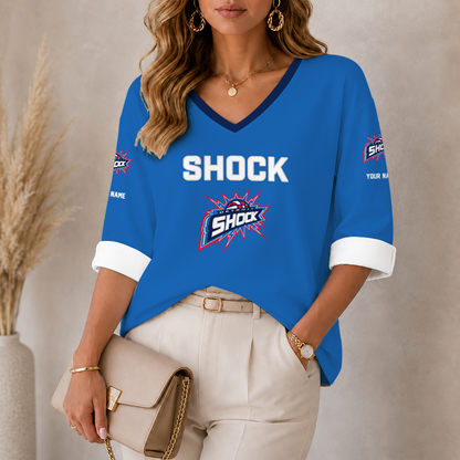[FAN FAVORITE] NEW CUSTOMIZED WNBA15 DTS DETROIT SHOCK WOMEN'S HEART V-NECK LONG SLEEVE SHIRT