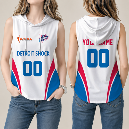 [FAN FAVORITE] NEW CUSTOMIZED WNBA15 DTS DETROIT SHOCK WOMEN'S SLEEVELESS HOODED POCKET TANK TOP