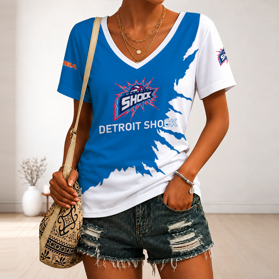 [FAN FAVORITE] NEW CUSTOMIZED WNBA15 DTS DETROIT SHOCK V-NECK FEMALE SHIRT