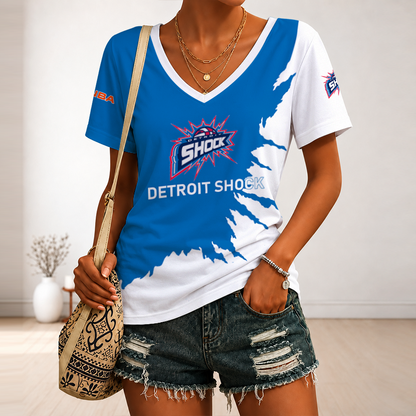 [FAN FAVORITE] NEW CUSTOMIZED WNBA15 DTS DETROIT SHOCK V-NECK FEMALE SHIRT