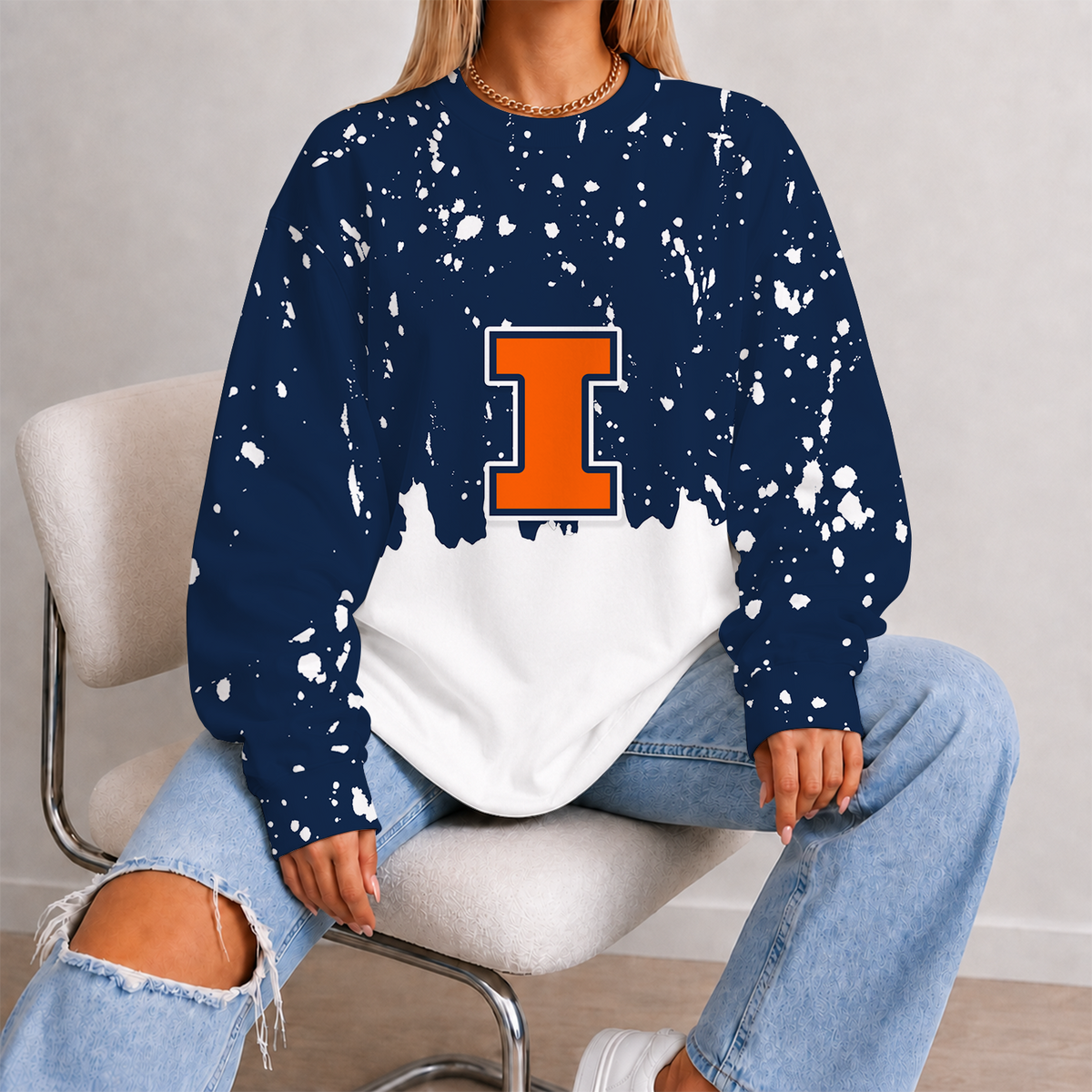 [FAN FAVORITE] NEW CUSTOMIZED NCAA MAM15 IFI ILLINOIS FIGHTING ILLINI STRAPPY UNISEX SWEATSHIRT