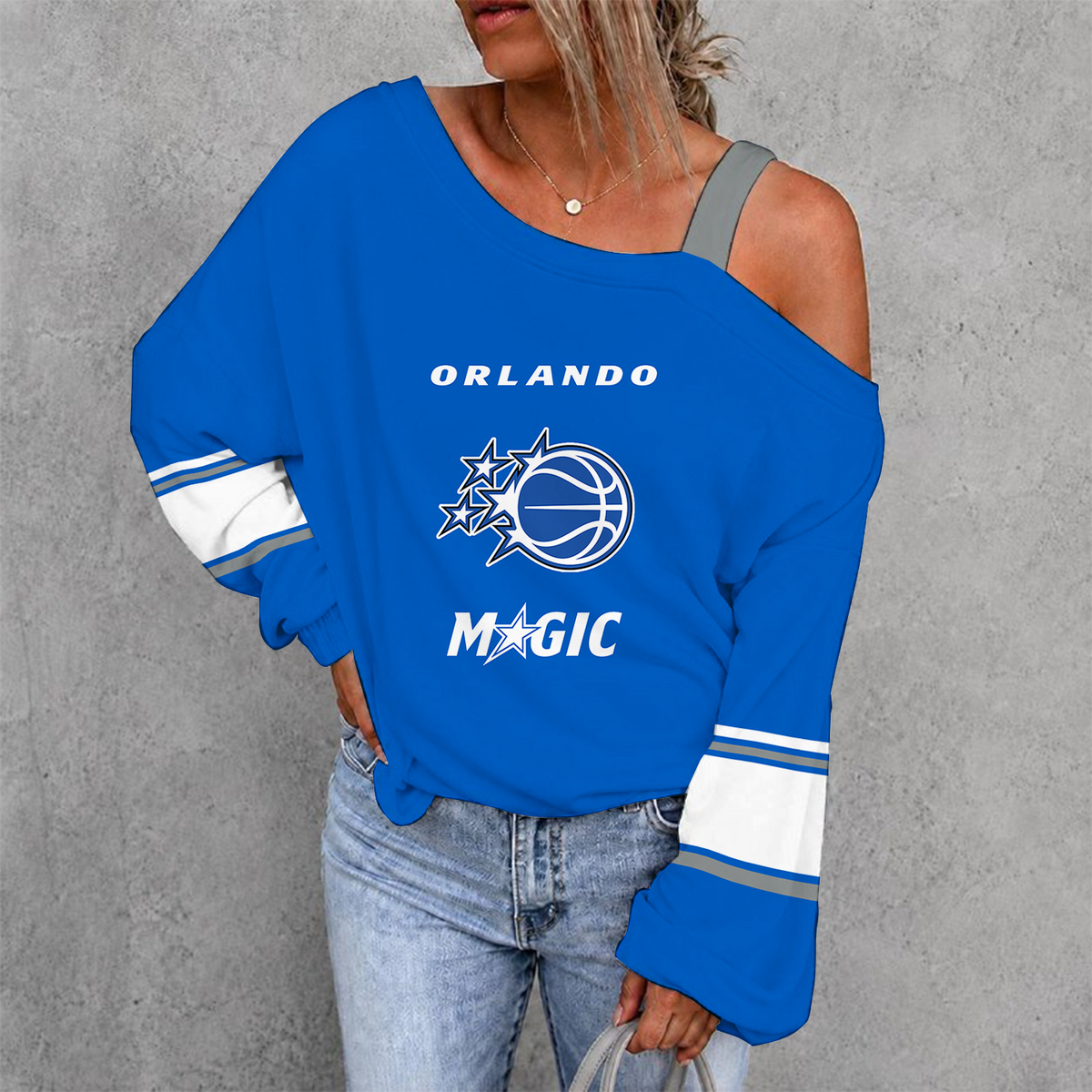 [HOT DEAL] NEW CUSTOMIZED NBA15 OMA ORLANDO MAGIC WOMEN'S OFF-SHOULDER LONG SLEEVE SHIRT