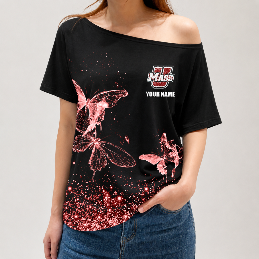 [FAN FAVORITE] NEW CUSTOMIZED NCAA CFH15 UMM UMASS MINUTEWOMEN OFF-SHOULDER SHIRT