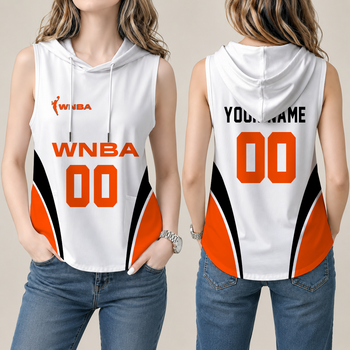 [FAN FAVORITE] NEW CUSTOMIZED WNBA16 WOMEN'S NATIONAL BASKETBALL ASSOCIATION WOMEN'S SLEEVELESS HOODED POCKET TANK TOP