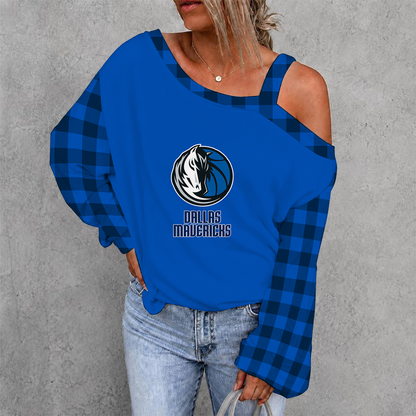 [HOT DEAL] NEW CUSTOMIZED NBA18 DMA DALLAS MAVERICKS WOMEN'S OFF-SHOULDER LONG SLEEVE SHIRT