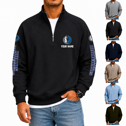 [HOT DEAL] NEW CUSTOMIZED NBA18 DMA DALLAS MAVERICKS  MEN'S QUARTER ZIP PULLOVER