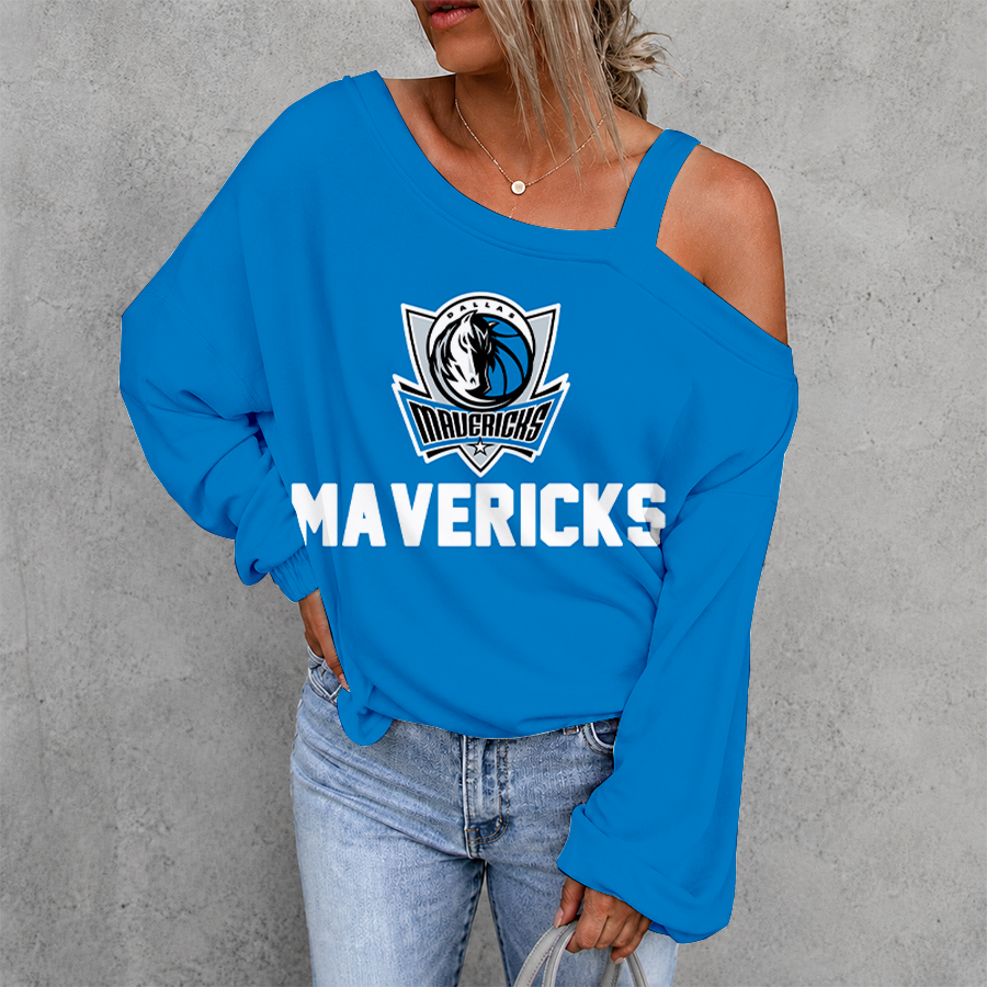 [HOT DEAL] NEW CUSTOMIZED NBA18 DMA DALLAS MAVERICKS WOMEN'S OFF-SHOULDER LONG SLEEVE SHIRT