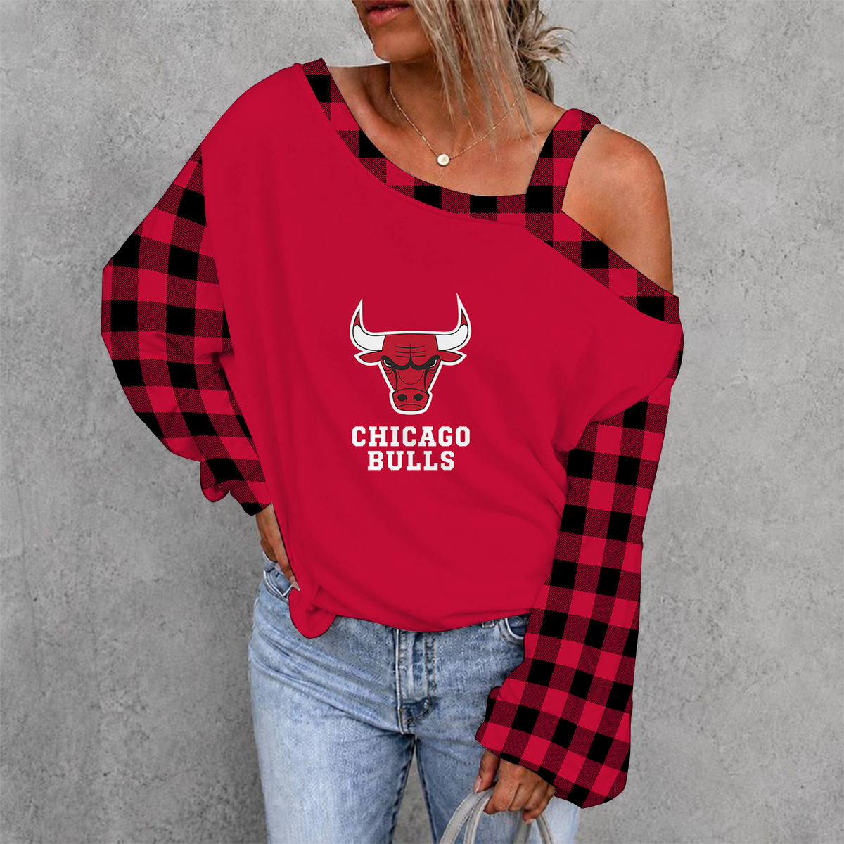 [HOT DEAL] NEW CUSTOMIZED NBA19 CBU CHICAGO BULLS WOMEN'S OFF-SHOULDER LONG SLEEVE SHIRT