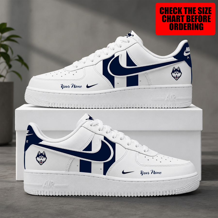 [FAN FAVORITE] NEW CUSTOMIZED NCAA MAM21 UCH UCONN HUSKIES STRAPPY AF1 SHOES