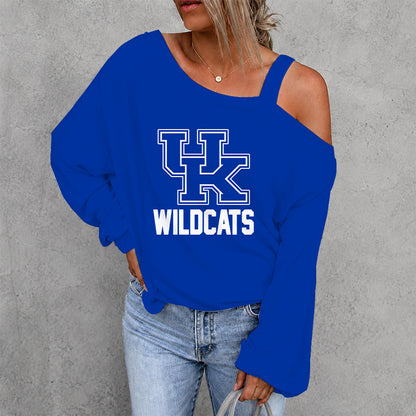 [FAN FAVORITE] NEW CUSTOMIZED NCAA MAM22 KEW KENTUCKY WILDCATS WOMEN'S OFF-SHOULDER LONG SLEEVE SHIRT