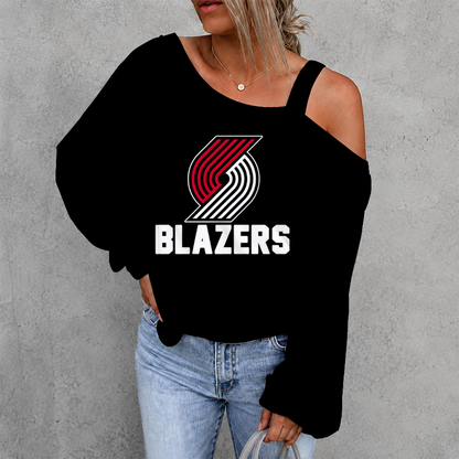[HOT DEAL] NEW CUSTOMIZED NBA22 PTB PORTLAND TRAIL BLAZERS WOMEN'S OFF-SHOULDER LONG SLEEVE SHIRT