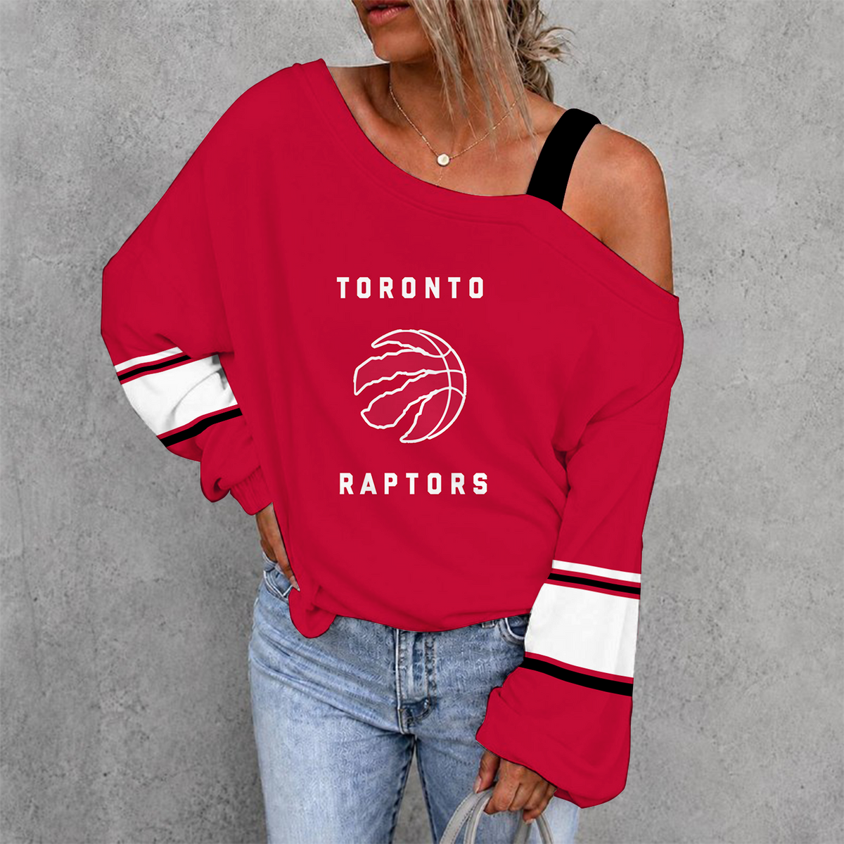 [HOT DEAL] NEW CUSTOMIZED NBA24 TRA TORONTO RAPTORS WOMEN'S OFF-SHOULDER LONG SLEEVE SHIRT