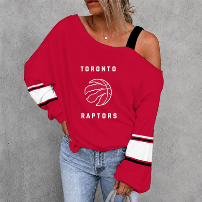 [HOT DEAL] NEW CUSTOMIZED NBA24 TRA TORONTO RAPTORS WOMEN'S OFF-SHOULDER LONG SLEEVE SHIRT