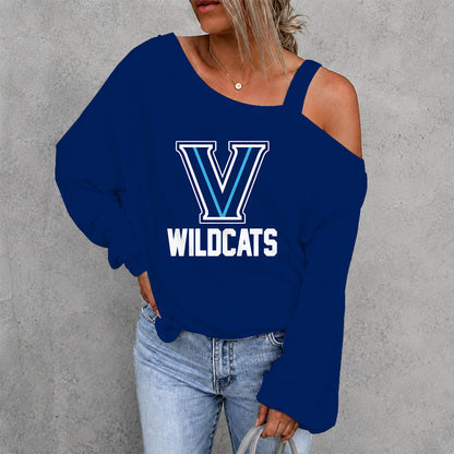 [FAN FAVORITE] NEW CUSTOMIZED NCAA MAM24 VIW VILLANOVA WILDCATS WOMEN'S OFF-SHOULDER LONG SLEEVE SHIRT