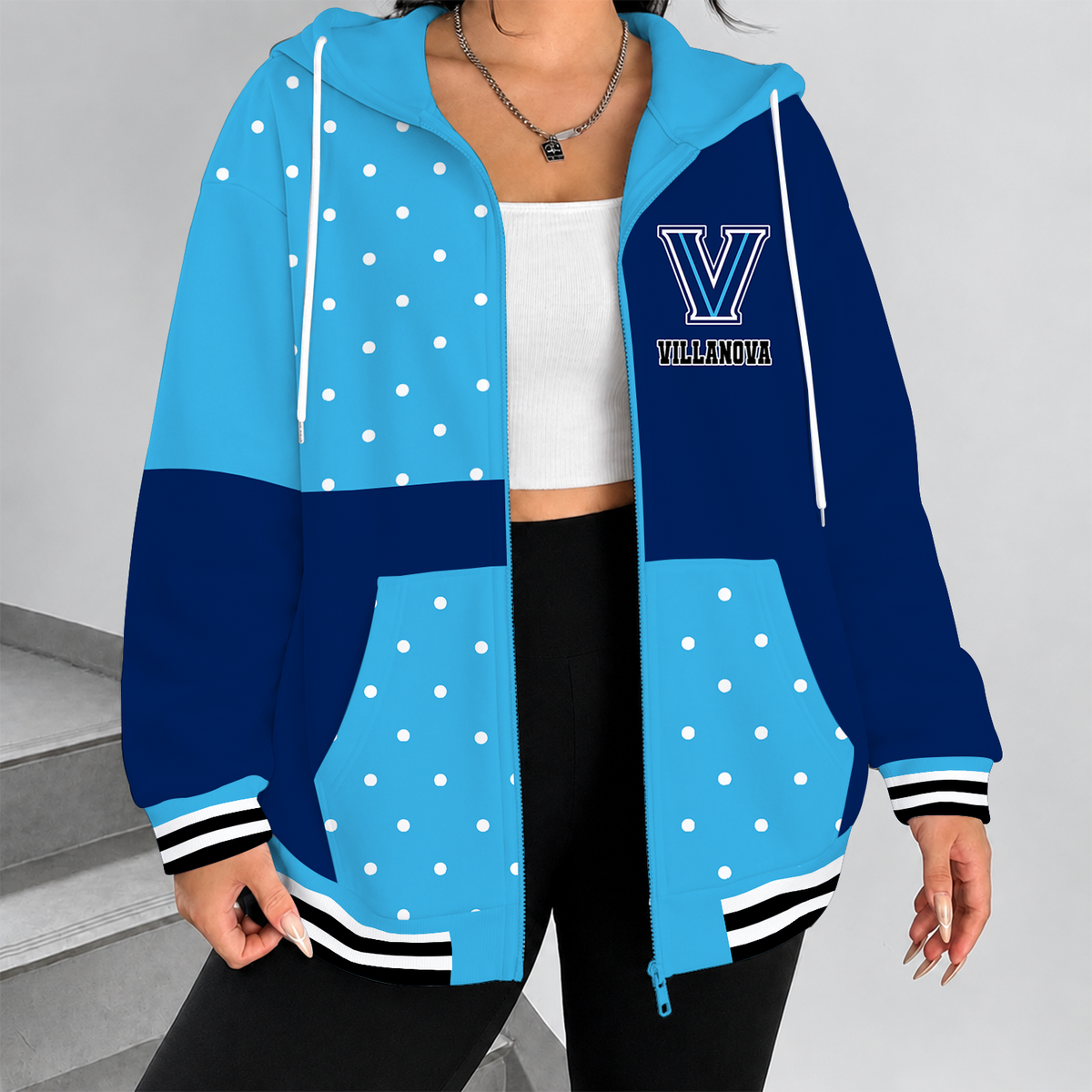 [FAN FAVORITE] NEW CUSTOMIZED NCAA MAM24 VIW VILLANOVA WILDCATS STRAPPY ZIP HOODIE