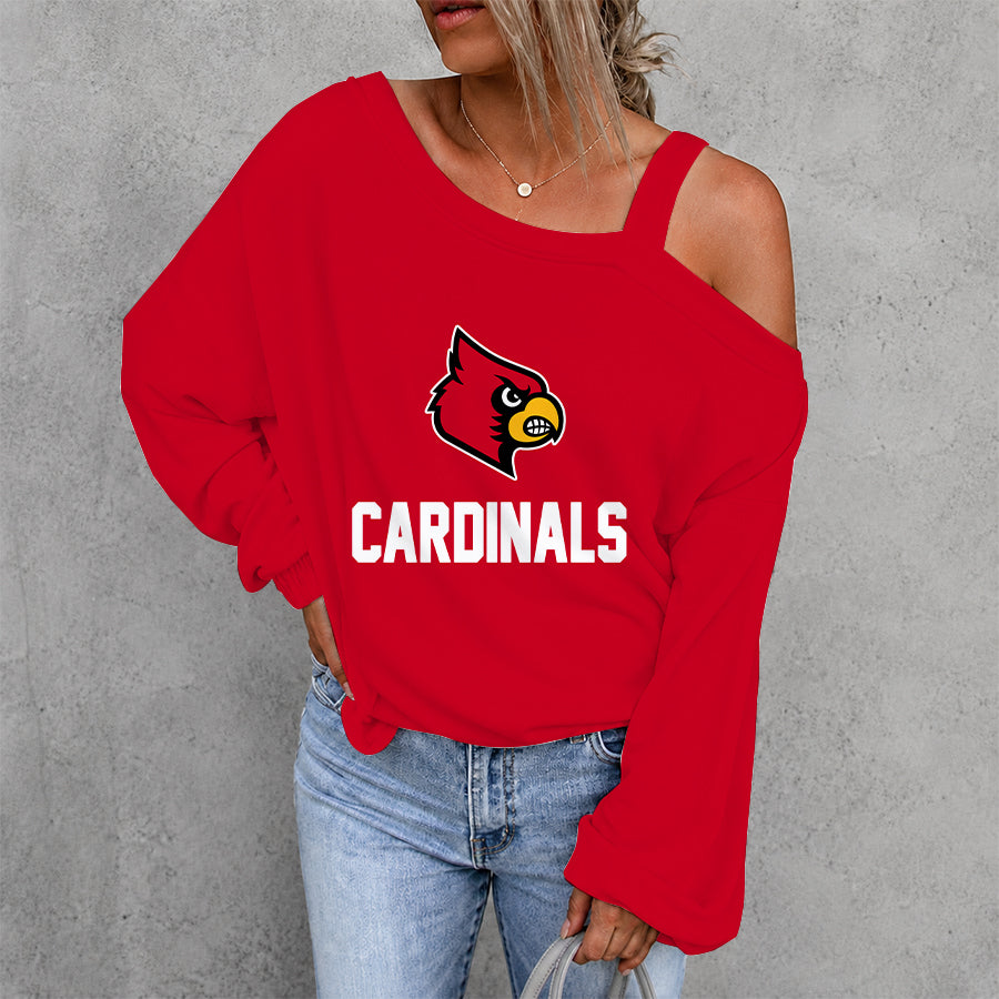 [FAN FAVORITE] NEW CUSTOMIZED NCAA MAM25 ULC LOUISVILLE CARDINALS WOMEN'S OFF-SHOULDER LONG SLEEVE SHIRT