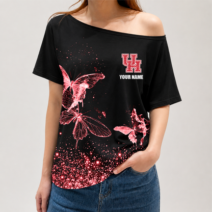 [FAN FAVORITE] NEW CUSTOMIZED NCAA MAM26 HOC HOUSTON COUGARS STRAPPY OFF-SHOULDER SHIRT