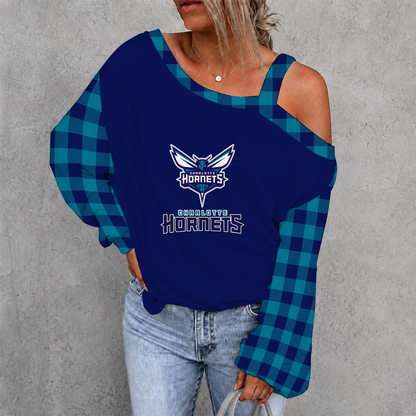 [HOT DEAL] NEW CUSTOMIZED NBA27 CHO CHARLOTTE HORNETS WOMEN'S OFF-SHOULDER LONG SLEEVE SHIRT