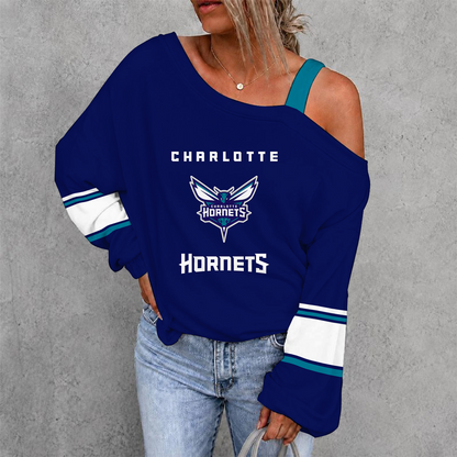[HOT DEAL] NEW CUSTOMIZED NBA27 CHO CHARLOTTE HORNETS WOMEN'S OFF-SHOULDER LONG SLEEVE SHIRT
