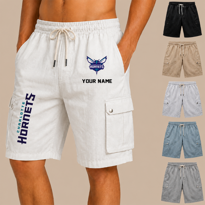 [HOT DEAL] NEW CUSTOMIZED NBA27 CHO CHARLOTTE HORNETS MEN'S DRAWSTRING CARGO SHORTS
