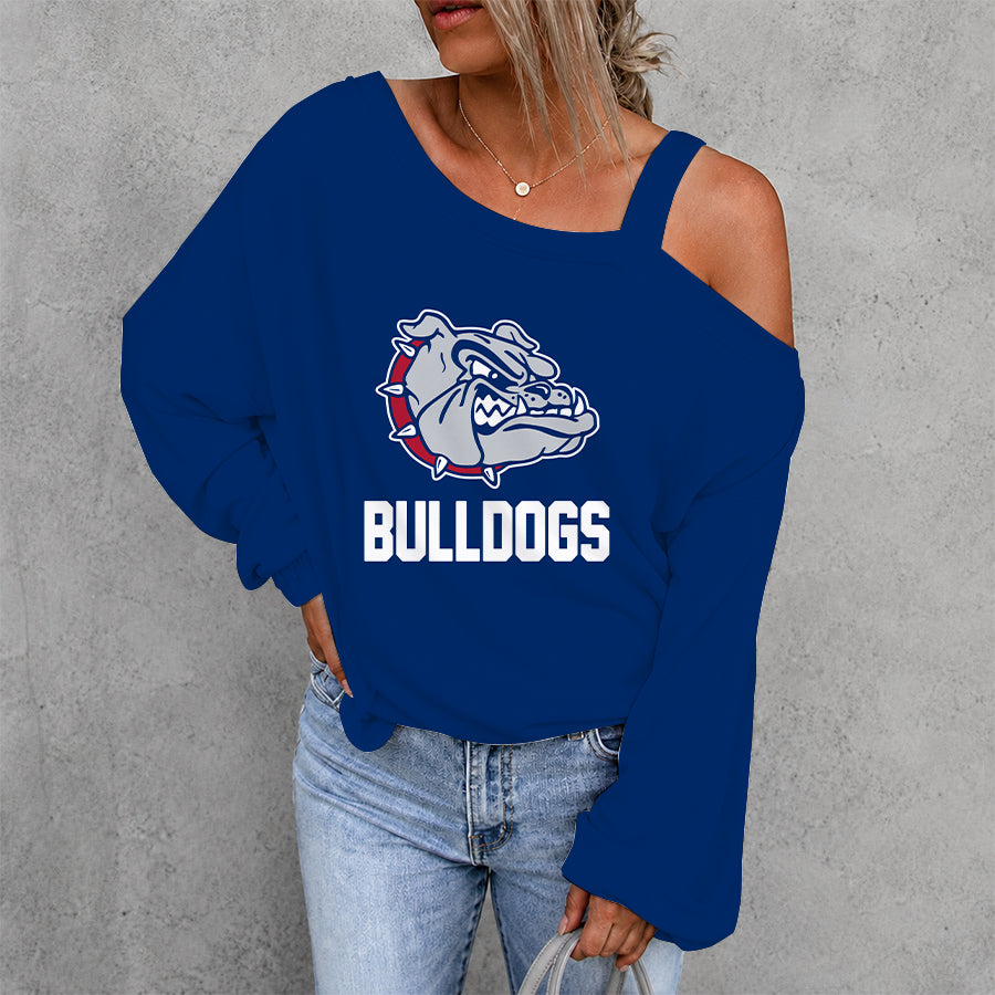 [FAN FAVORITE] NEW CUSTOMIZED NCAA MAM27 GOB GONZAGA BULLDOGS WOMEN'S OFF-SHOULDER LONG SLEEVE SHIRT