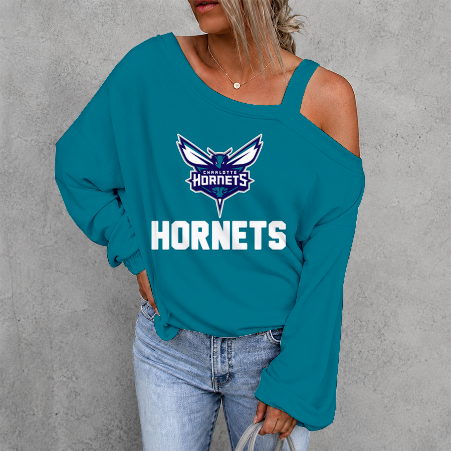 [HOT DEAL] NEW CUSTOMIZED NBA27 CHO CHARLOTTE HORNETS WOMEN'S OFF-SHOULDER LONG SLEEVE SHIRT