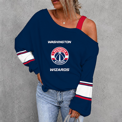 [HOT DEAL] NEW CUSTOMIZED NBA28 WWI WASHINGTON WIZARDS WOMEN'S OFF-SHOULDER LONG SLEEVE SHIRT