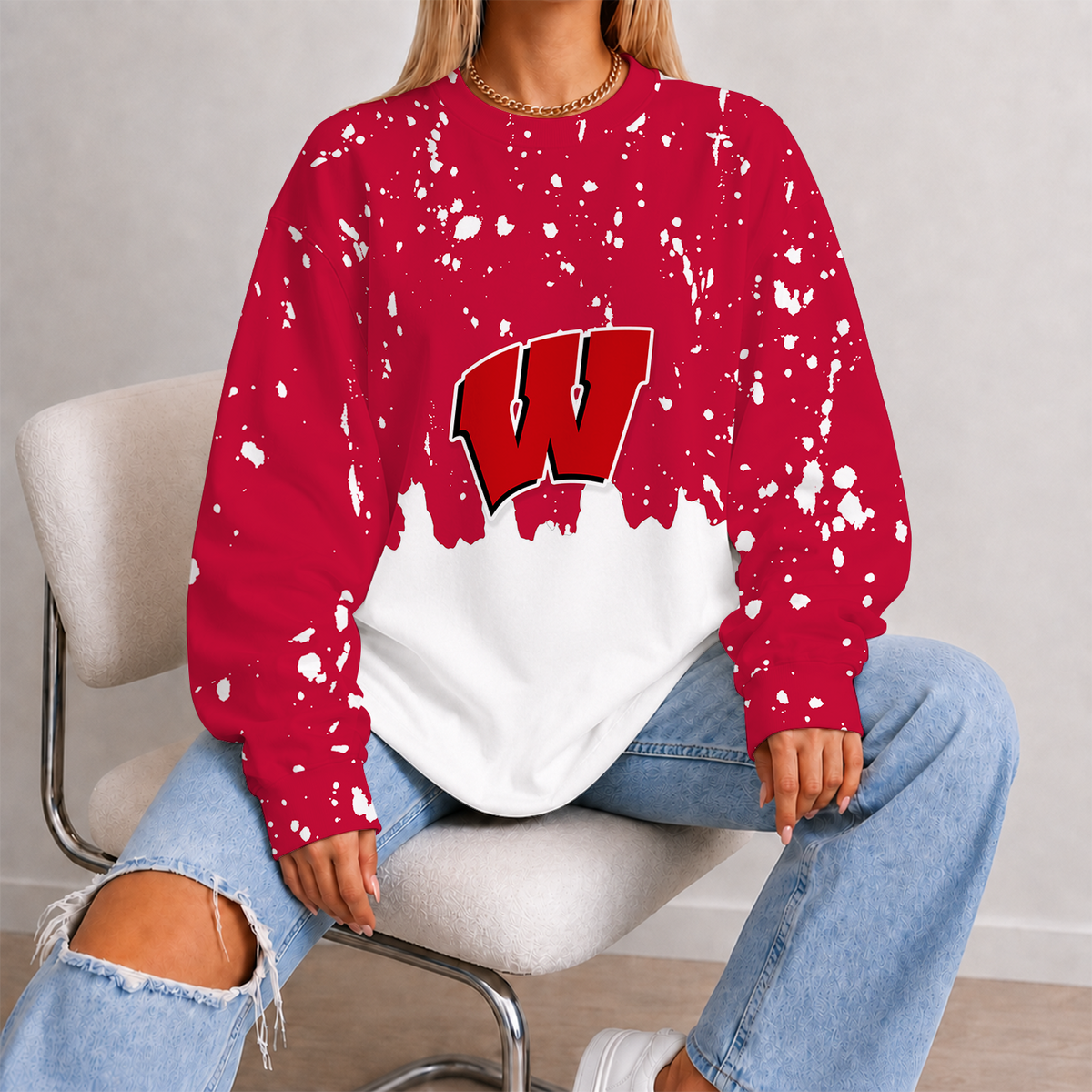 [FAN FAVORITE] NEW CUSTOMIZED NCAA MAM29 WSB WISCONSIN BADGERS STRAPPY UNISEX SWEATSHIRT