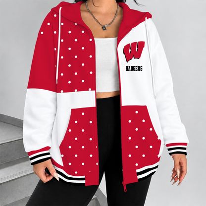 [FAN FAVORITE] NEW CUSTOMIZED NCAA MAM29 WSB WISCONSIN BADGERS STRAPPY ZIP HOODIE
