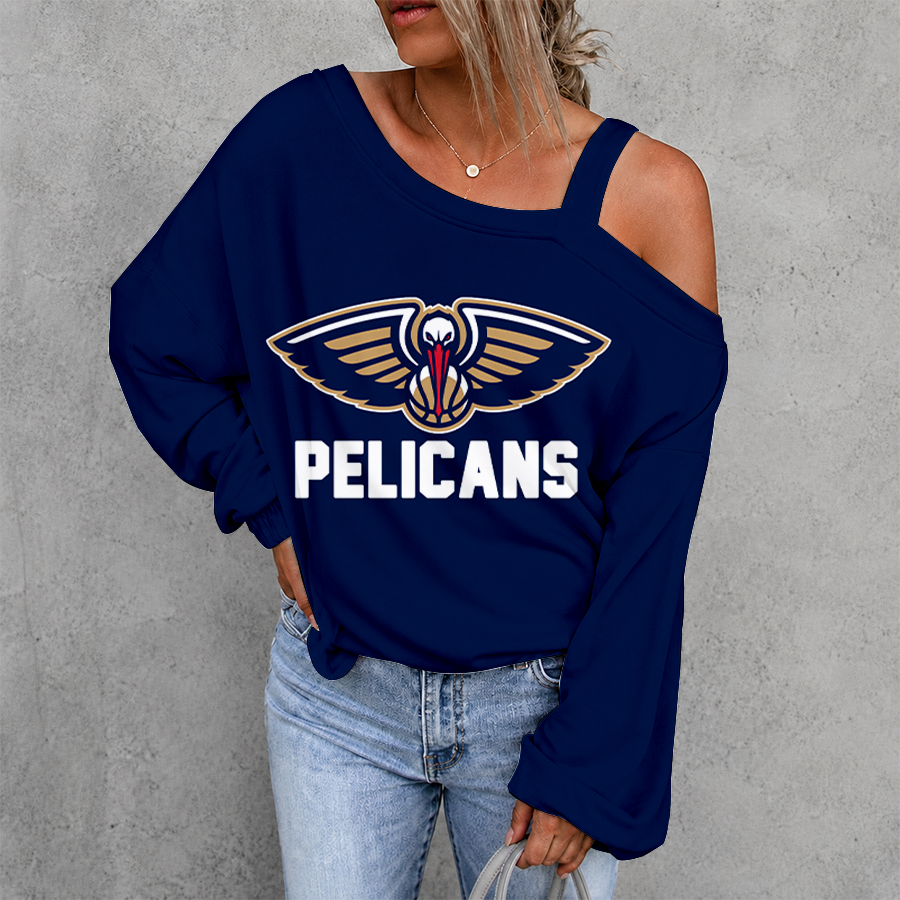 [HOT DEAL] NEW CUSTOMIZED NBA30 NOP NEW ORLEANS PELICANS WOMEN'S OFF-SHOULDER LONG SLEEVE SHIRT