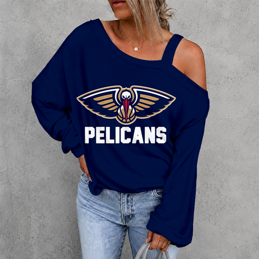 [HOT DEAL] NEW CUSTOMIZED NBA30 NOP NEW ORLEANS PELICANS WOMEN'S OFF-SHOULDER LONG SLEEVE SHIRT