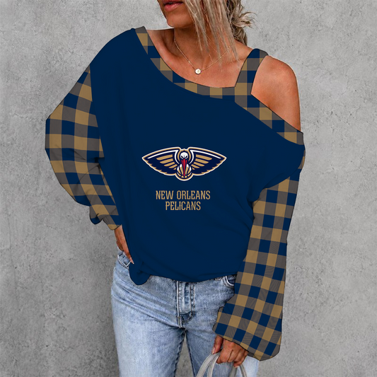[HOT DEAL] NEW CUSTOMIZED NBA30 NOP NEW ORLEANS PELICANS WOMEN'S OFF-SHOULDER LONG SLEEVE SHIRT