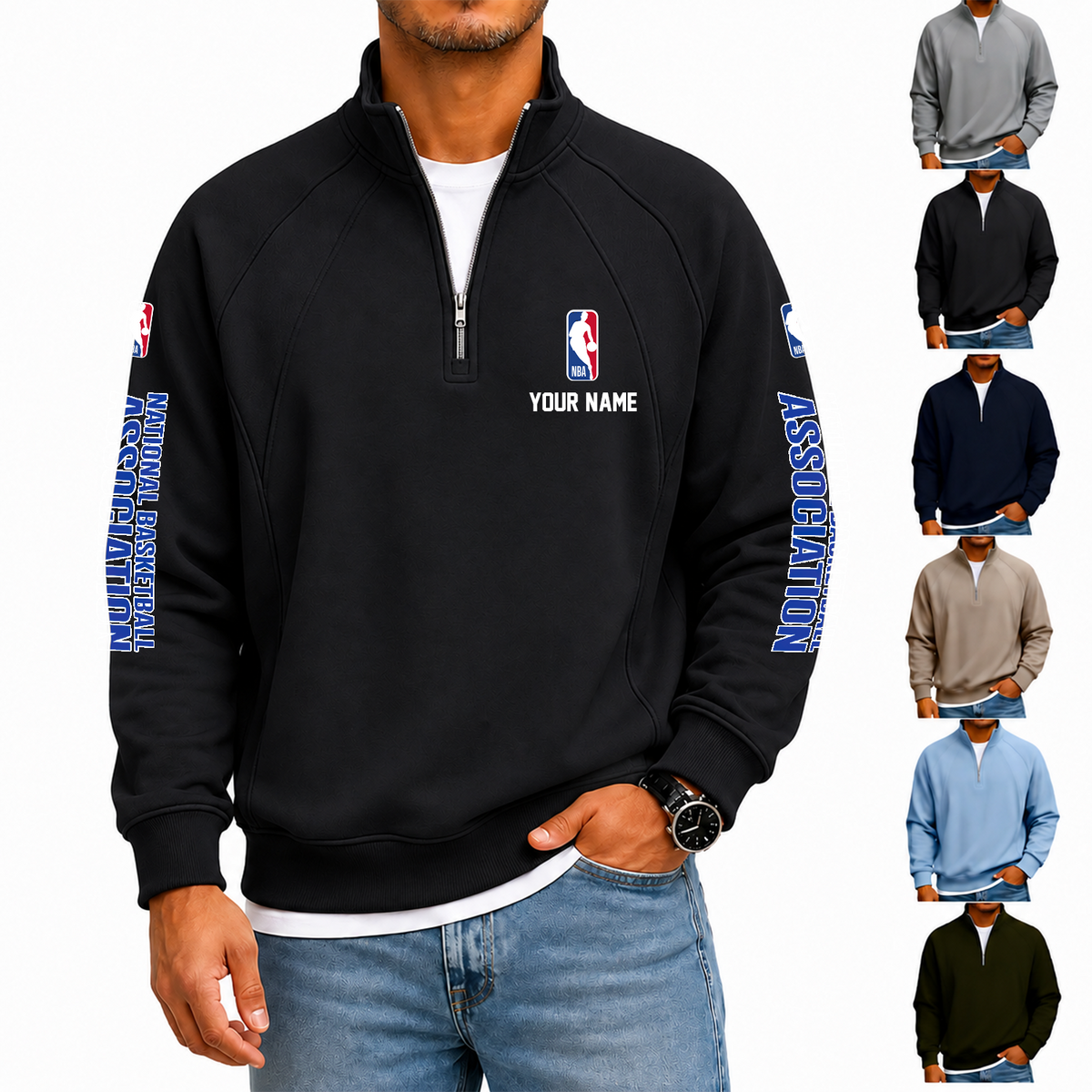 [HOT DEAL] NEW CUSTOMIZED NBA31 NATIONAL BASKETBALL ASSOCIATION  MEN'S QUARTER ZIP PULLOVER