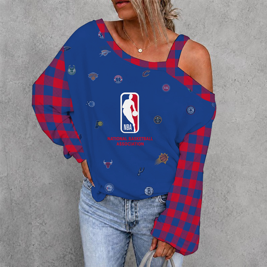 [HOT DEAL] NEW CUSTOMIZED NBA32 NBA ALL TEAMS WOMEN'S OFF-SHOULDER LONG SLEEVE SHIRT