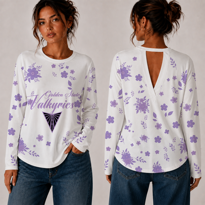 [FAN FAVORITE] NEW CUSTOMIZED WNBA05 GSV GOLDEN STATE VALKYRIES WOMEN'S BACK V-CUT LONG-SLEEVE SHIRT